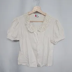 ◇ ⊂ clice de paris レースフリル襟 袖ギャザー加工 半袖 ブラウス サイズ1 アイボリー系 レディース E  【1409240067634】