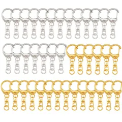 【新着】キーホルダー金具 40個入り回転カン付き ハンドメイド キーリング アクセサリー DIY 手芸用品 パーツ ゴールドシルバー