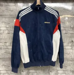 フランス製 80s adidas アディダス VENTEX トラックジャケット ジャージ トレーナー ベロア ネイビー レッド ホワイト