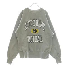 CHAMPION (チャンピオン) 90S 刺繍タグ NOTRE DAME REVERSE WEAVE カレッジロゴ 三段プリント リバースウィーブ クルーネックスウェット グレー
