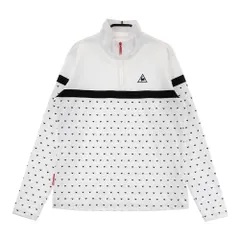 サイズ：L LE COQ GOLF ルコックゴルフ  ハーフジップ長袖Tシャツ 総柄 ホワイト系 [240101472189] ゴルフウェア レディース ストスト