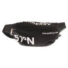 BURBERRY LONDON (バーバリーロンドン) Horseferry ホースフェリー ブランドロゴプリント ナイロン レザー ボディーバッグ ショルダーバッグ ポーチ ブラック 8064929のサムネイル