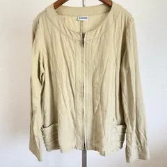 #snc  ホコモモラ jocomomola ジャケット シャツ 40 ベージュ ダブルジップ ノーカラー 麻混 レディース [729796]のサムネイル