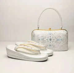 紗織 ブランド 草履 バッグ セット シルバー M/Lサイズ u57