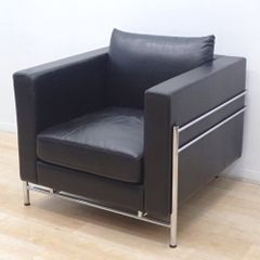 1人用ソファ ブラック ソファ 1人用ソファ 一人用 1P いす 椅子 リビング ダイニング くつろぎ 布張り レザー EG18457 中古オフィス家具