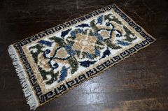 上海シルク段通 約240×245cm 松鶴牌 手織り 中国絨毯 未使用保管 大判