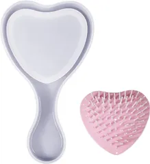 コームシリコンモールド アクセサリー コームUVレジン型 DIY 手作り ハンドメイド プレゼント 装飾 おしゃれ パーツ付き シリコン 型 ギフト ソフトモールド 樹脂粘土UV エポキシ 手芸 (ハート)