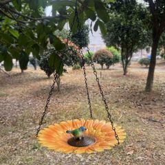 吊り下げ バードフィーダー 小鳥 野鳥 用 給餌器 餌箱 餌台えさ置き 簡単取り付け ヒマワリ型 ひまわり 餌入れ 鳥 ガーデンオブジェ インテ