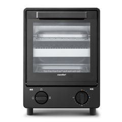 COMFEE' オーブントースター 縦型 上下2段構造 同時調理可能 3段階温度調節 15分タイマー 焼きムラ抑え スライドオープンドア CF-MF083-BK