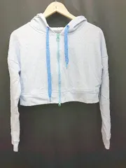 ◇ adidas StellaSport アディダス ショート丈 長袖 ジップアップ パーカー サイズS ブルー レディース P 【1308160079799】