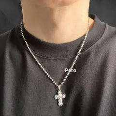 デザイン クロスネックレス シルバー メンズ 50センチ