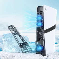 PS5 pro用 冷却ファン PS5スリム用 冷却ファン 【新型PS5 slim/PS5 Pro対応 】 3段階風速調整 LEDライト USB 2.0付き 低騒音自動温度検出 急速冷却 放熱 熱対策 プレステ5スリム用 ディスク/デジタル版対応
