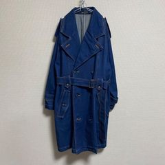 【超希少】80s - 90s TRUSSARDI ロゴ刺繍 デニム トレンチコート Y2K オールド レトロ ビンテージ【HO000002】