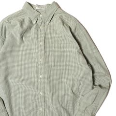 90's ギャップ GAP ギンガムチェック コットン ポプリン ボタンダウンシャツ 長袖 (L) 白×緑系 無地 90年代 旧タグ オールド 白タグ アメリカ古着 USED ビンテージ ヴィンテージ