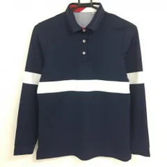 ★特価★【超美品】テーラーメイド 長袖ポロシャツ ネイビー×白 胸元ライン  レディース L ゴルフウェア TaylorMade