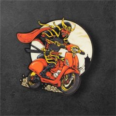 スクーター鬼武者 バイク侍 月 右向き 防水反射ステッカー