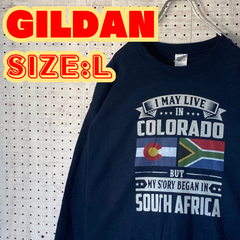 【GILDAN】ギルダン　コロラド　南アフリカ　スウェット　L　ネイビー　US古着　MTSW2309-107