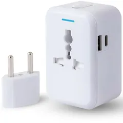 Calches 海外 変換プラグ 全世界対応 【経済産業省承認】 コンセント Cタイプ SE マルチ変換プラグ 2USBポート (ホワイト)