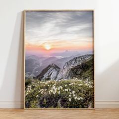 アートポスター 高原の花と山並み 癒しの風景 おしゃれ 壁掛けインテリア 6685