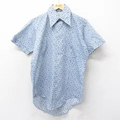 M/古着 半袖 シャツ メンズ 70s 総柄 紺 ネイビー 24jun11 中古 トップス