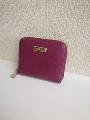 FURLA　フルラ　二つ折り　財布　ラウンドファスナー　ボルドー　赤系