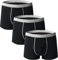 KASSAI ボクサーパンツ メンズ 下着 紳士 ブラック 切替 3枚( ブラック(切替)3枚セット,  5L)