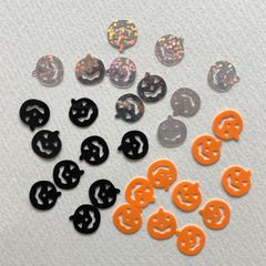 ハロウィン　デコパーツ　カボチャ　スパンコール3色セット30個