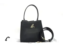 ■新品同様■ agnes b. アニエスベー レザー 2WAY クロスボディ ハンドバッグ ショルダー 斜め掛け レディース ブラック系 FP5843