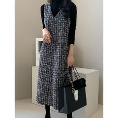 ☆ ブラック ☆ XLサイズ ☆ ワンピース Vネック ジャンパースカート ワンピース Vネック ジャンパースカート レディース ジャンスカ 春 秋 スカート ロングスカート 体型カバー ノースリーブ 重ね着 ロング ロング丈 女性用 女性 大人 ゆったり