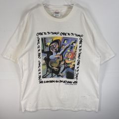 古着 ヘインズ Hanes 半袖Tシャツ アートT 両面 染み込みプリント USA製 L（42-44）  ホワイト メンズ
