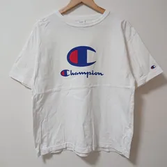 (^w^)b Champion チャンピオン 半袖 Tシャツ ブランドロゴ ロゴプリント ビッグプリント プリントT シンプル カジュアル スポーツ 普段着 アウトドア ラフ 綿100% ホワイト メンズ サイズM