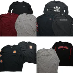 古着卸 まとめ売り スポーツブランドMIX 長袖Tシャツ 10枚セット (メンズ Ｌ /XL ) アディダス ジョーダン リーボック 中古 古着 NA9730