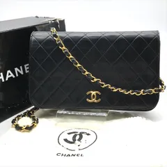 良品 CHANEL シャネル ココマーク マトラッセ ラムスキン プッシュロック チェーン ショルダー バッグ ブラック レディース da9