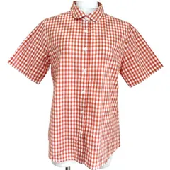 エレメント オブ シンプルライフ(element of SIMPLE LIFE)　レディース　半袖シャツ　レギュラーカラーシャツ　オレンジチェック　9号