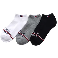 【新品】 [トミーヒルフィガー] 【3足セット】トミーヒルフィガー メンズ レディース オーガニックコットン混 足底パイル ワンポイント ロゴ スニーカー丈 ソックス 92554054 02.ホワイト.グレー.ブラック 0