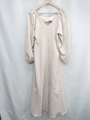 ◇ ⊇ ap retro Vネック 長袖 ロング丈 ワンピース サイズF ピンクベージュ系 レディース E  【1502060027908】