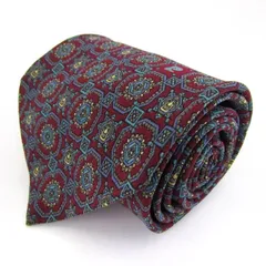 ピエールカルダン ブランド ネクタイ 小紋柄 幾何学模様 ドット シルク イタリア製 メンズ ワインレッド Pierre Cardin 【中古】