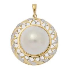 17.0mm マベ真珠/マベパール/ペンダントトップ/K18/750×Pt850コンビ-5:5-7.9g/イエローゴールド×プラチナ/プレゼント/記念日【♀】【S】【レディース】★■583640【中古】