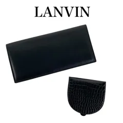 m65 美品 LANVIN ランバン 財布 2点まとめ コインケース 長財布 シャイニングクロコ クロコダイル レザー 本革 メンズのサムネイル
