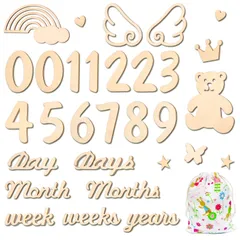【在庫セール】Oaec 月齢フォト 天然木製 マンスリーカード 30枚セット ベビーマンスリーカッド 長持ち ニューボーンフォト 小物 月齢カード 寝相アート 写真道具 撮影アイテム 記念日フォト 新生児 成長記録に 赤ちゃん 出産祝い 男の子 女の子 再利用