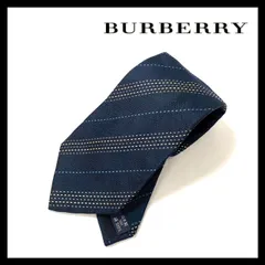 美品 バーバリー ロンドン ネクタイ シルク ドット柄 紺色 紺 白 アラ商事 BURBERRY バーバリー 犬柄 ホースロゴ シルク100％ ネクタイ 総