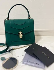 BVLGARI ブルガリ セルペンティ バッグ レザー グリーン スネーク ロゴ BVLGARI ブルガリ セルペンティ バッグ レザー グリーン