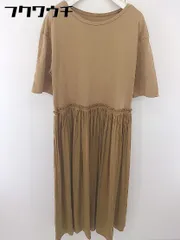 ◇ Simplicite シンプリシテェ 切替 ギャザー 半袖 ロング ワンピース キャメル レディース  【1111250001934】