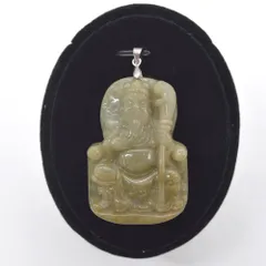 関羽の彫り物 ペンダントヘッド 翡翠 ヒスイ 天然石パーツトップ 5cm