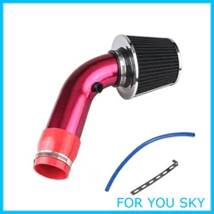 【人気商品】ADPOW 汎用 76mm口径対応アルミ製エアクリーナーとエアインテークパイプセット社外品自動車用シリコンホース付属レッド