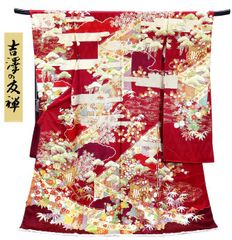 三越取扱い】吉澤織物 板場友禅 正絹振袖 金駒刺繍 古典柄 定価70万の