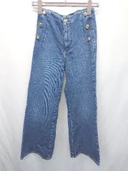 ◇ Θ ZARA ザラ ワイド デニム パンツ ジーンズ サイズEUR 34 USA 2 MEX 24 ネイビー レディース E  【1409250035494】