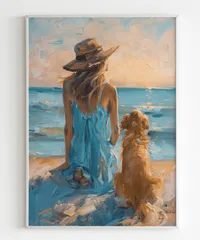 絵画油絵原画動物ペンギンブルー夏アートインテリアF4
