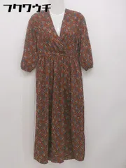 ◇ AULI アウリィ 花柄 カシュクール 長袖 ロング ワンピース ブラウン系 レディース 【中古】 【1104230005039】のサムネイル