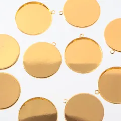 ミール皿　丸　30mm　ゴールド　10個　カン付き　良質メッキ　AP2102